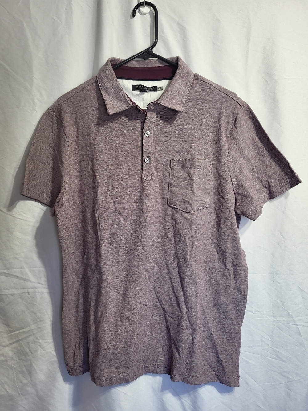 Banana Republic Heathered Mauve Short-Sleeve Polo, Size Medium